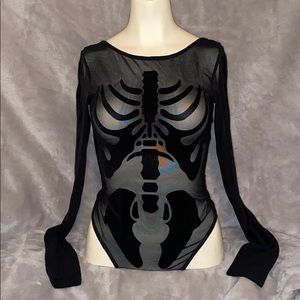 Black Mesh Skeleton Bodysuit great for HALLOWEEN!